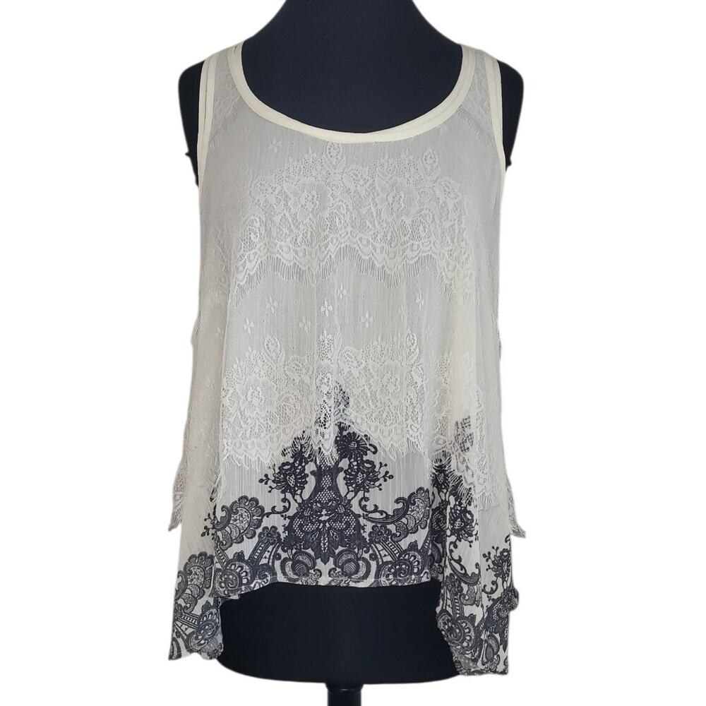 Mudd Ivory Lace Overlay Tunic XL Festival Cowgirl Y2K Country Romantic Boho